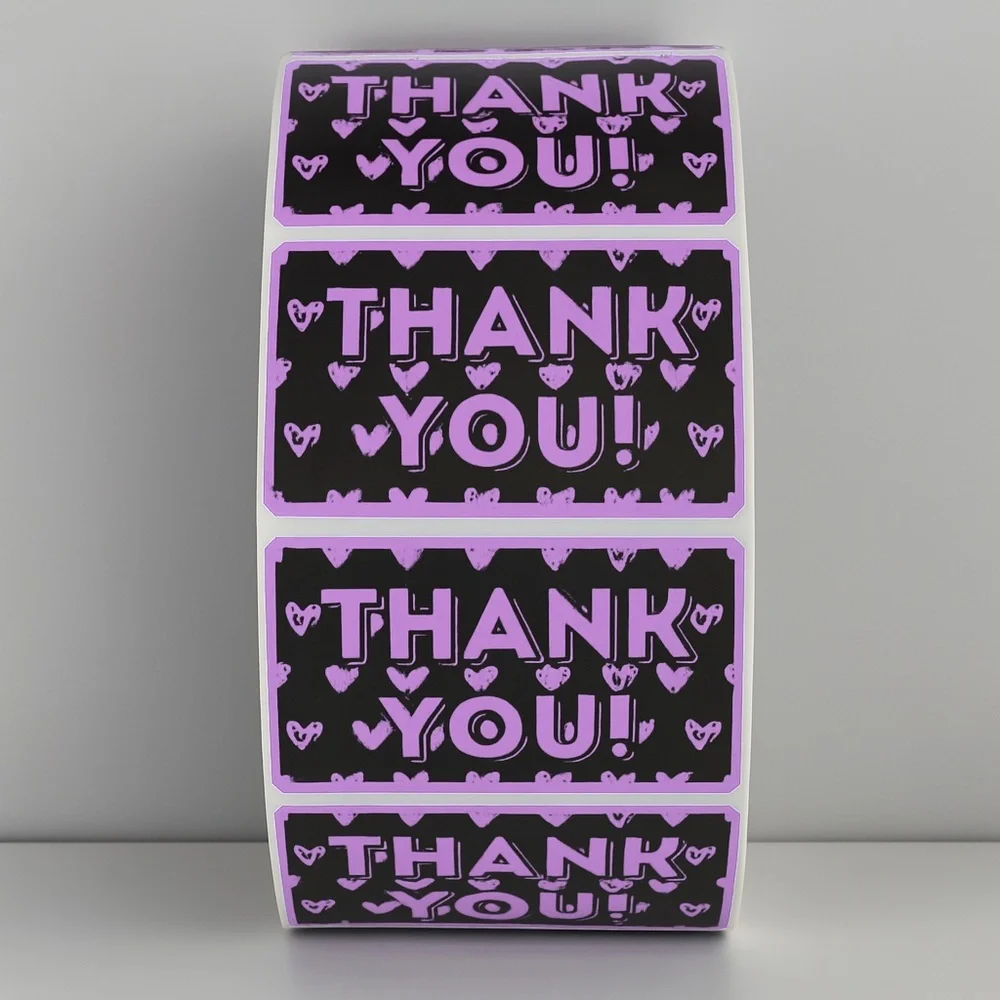 Thank You Stickers with Hearts – Cute Packaging Labels for Small Business Orders